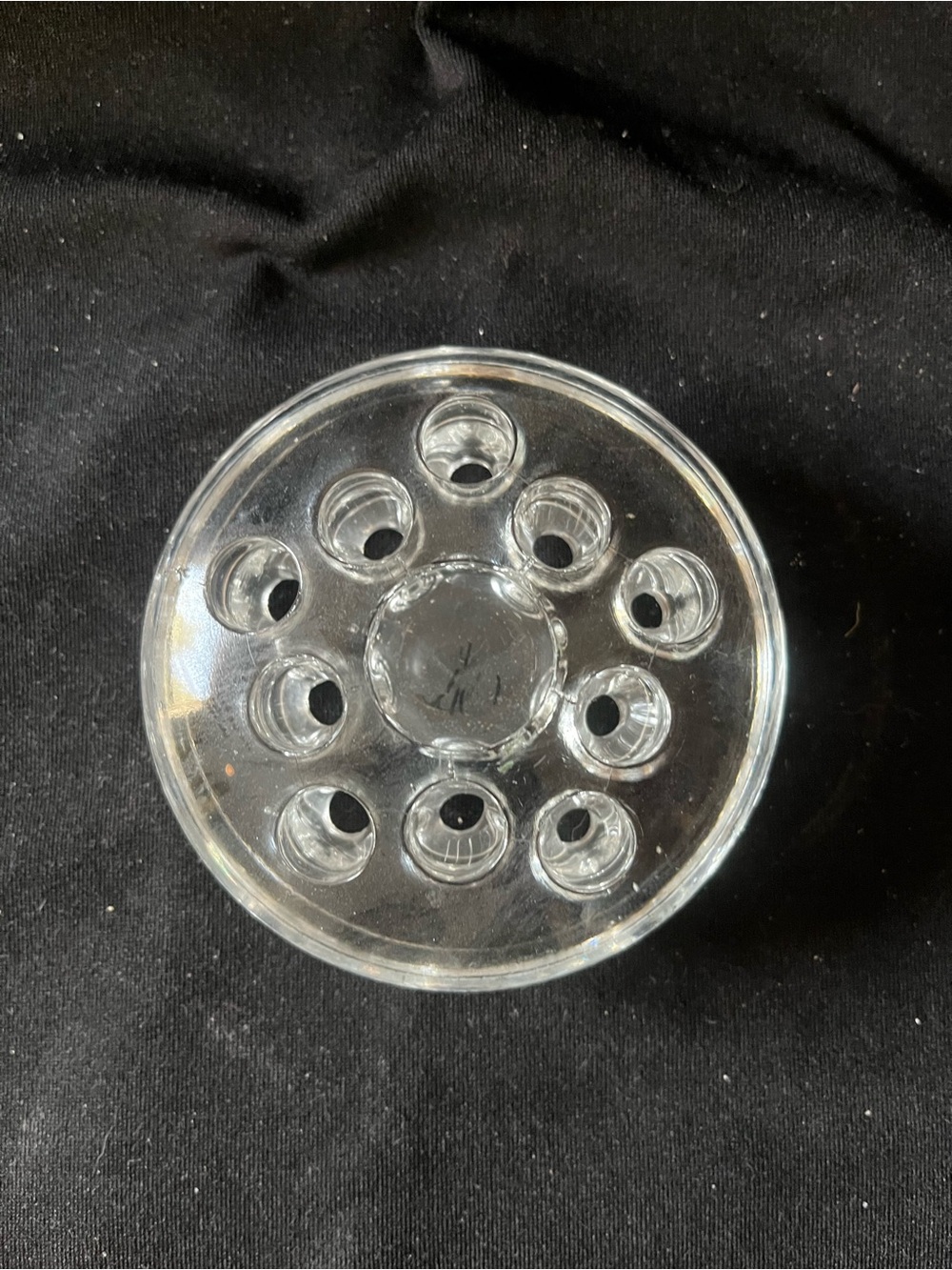 Clear Glass Flower Frog Frogmouth Floral Arranger Two available. price per each